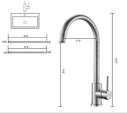 GRIFEMA High-Arc Stainless Kitchen Faucet with 360° Sprayer