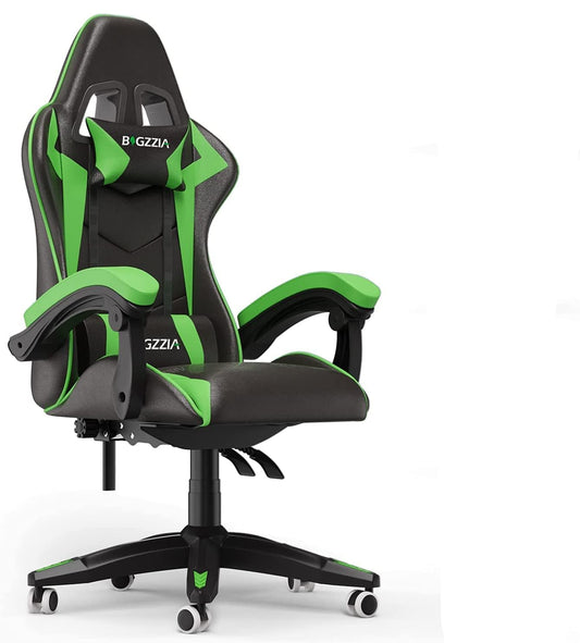 Bigzzia Cute Cat-Ear Gaming Chair with Massage Lumbar, Reclining
