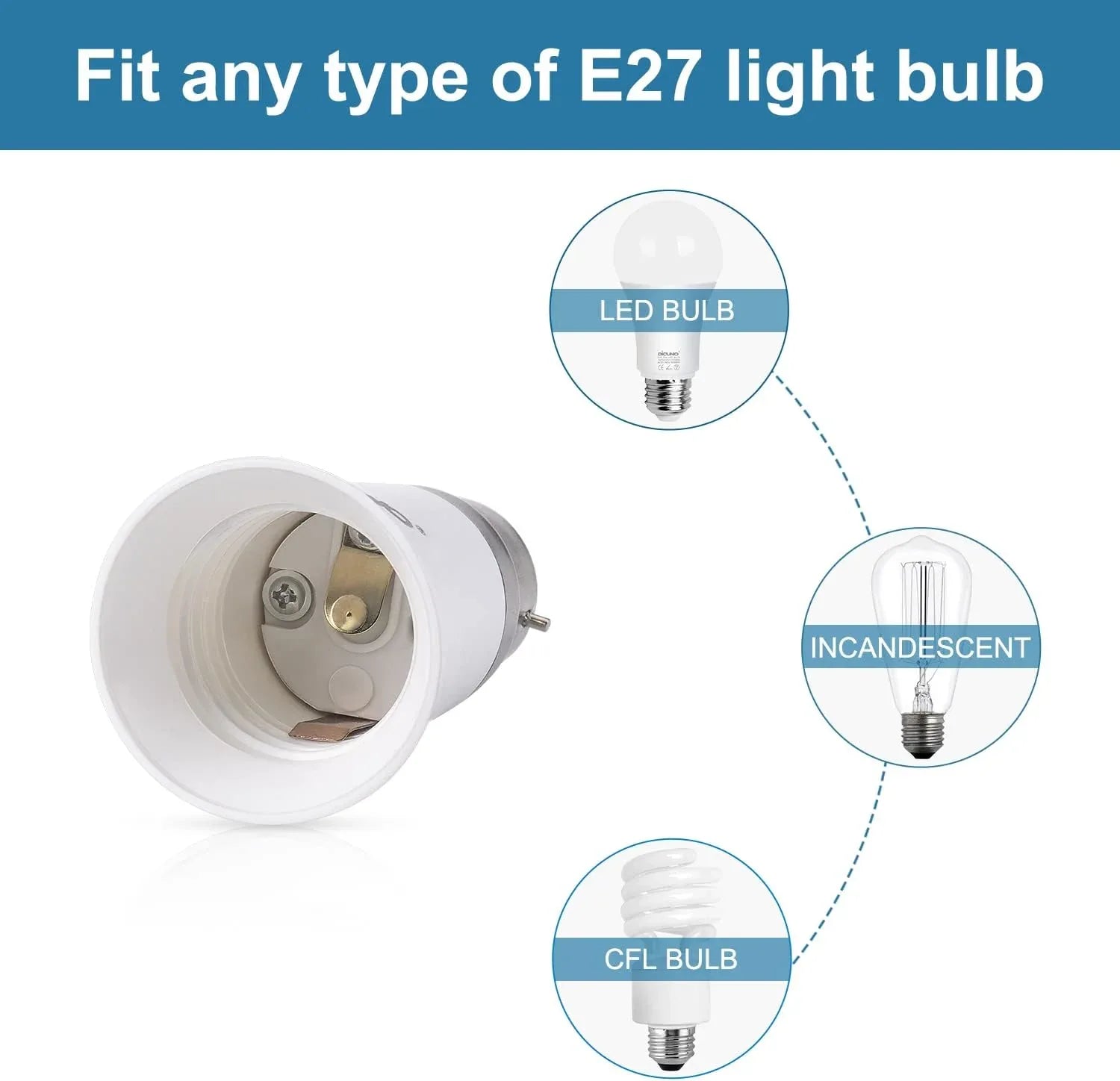 DiCUNO 6-Pack B22 to E27 Socket Converter for LED Bulbs - Gomix Brands Outlet