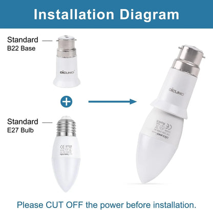 DiCUNO 6-Pack B22 to E27 Socket Converter for LED Bulbs - Gomix Brands Outlet