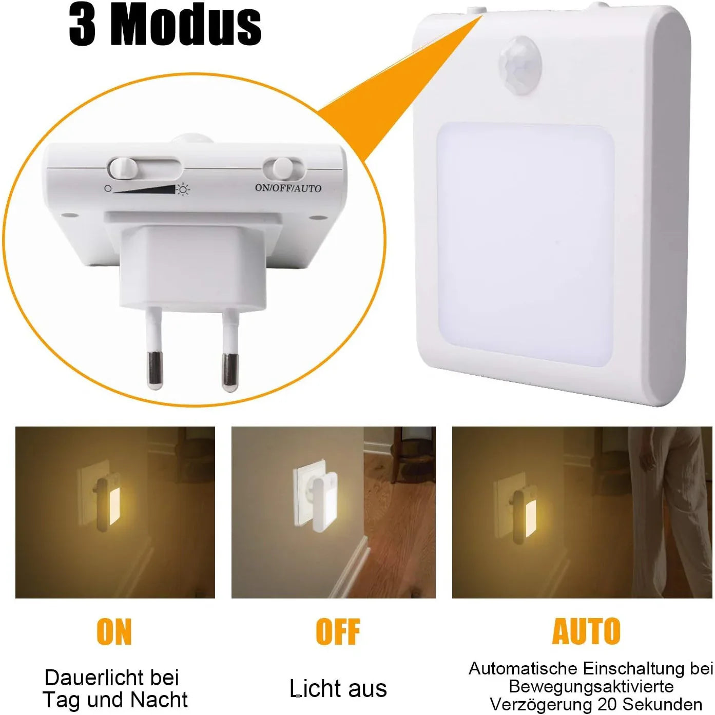 JOKBEN LED Night Light with Motion Sensor, Plug‑In Adjustable Brightness - Gomix Brands Outlet