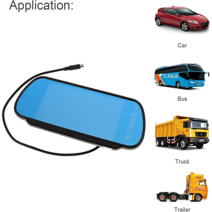 BW 7 Inch 16:9 TFT LCD Widescreen Car Monitor Rear View Mirror with Touch Button, HD 800x480 Resolution, Dual Video Input