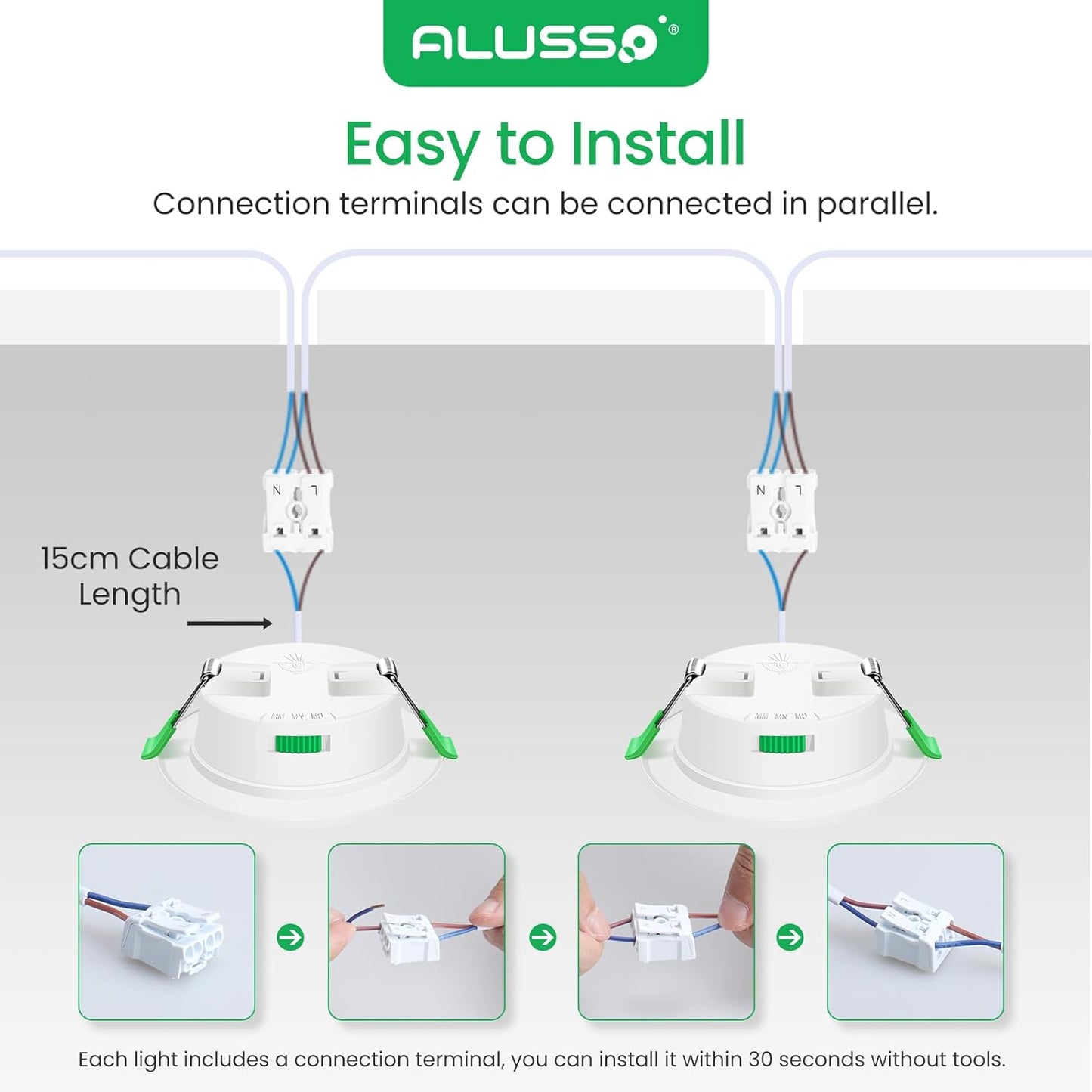 ALUSSO 6-Pack Flat 4W Dimmable IP44 Waterproof LED Ceiling Spotlights, Tri-Color