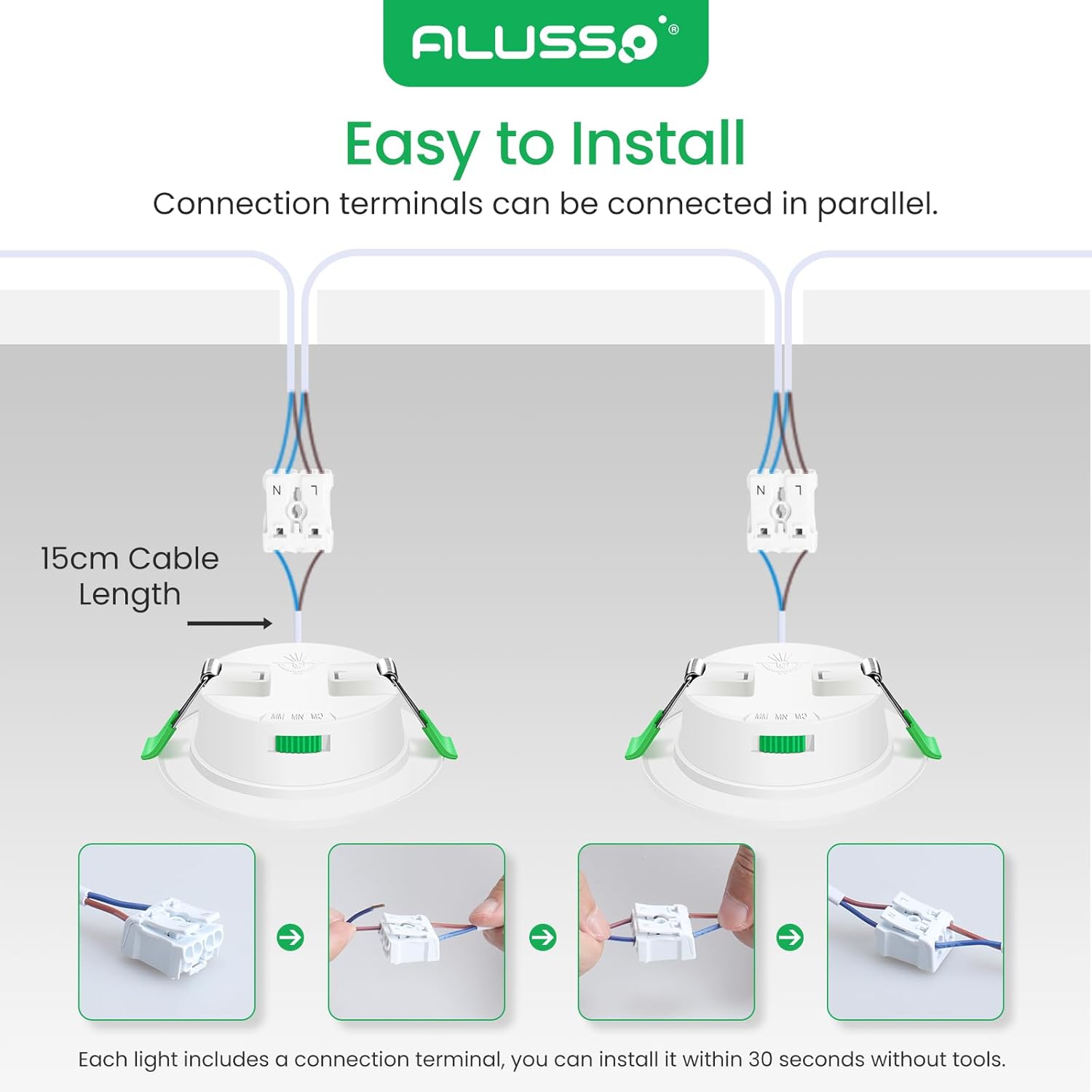 ALUSSO 6-Pack Flat 4W Dimmable IP44 Waterproof LED Ceiling Spotlights, Tri-Color