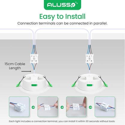 ALUSSO 6-Pack Flat 4W Dimmable IP44 Waterproof LED Ceiling Spotlights, Tri-Color