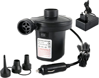 Black Portable AC110V/DC12V Electric Air Pump with 3 Nozzles