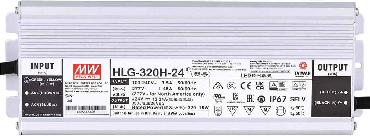 Mean Well HLG-320H-24 320W 24V Switching Power Supply