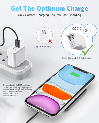 AGPTEK 15W Qi-Certified Wireless Charger for iPhone and Samsung