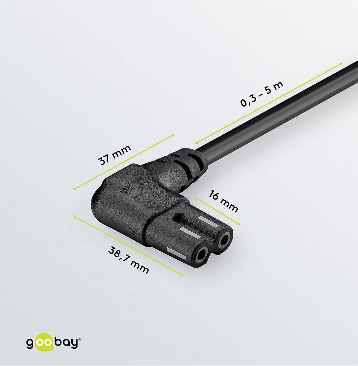 Goobay 97355 Euro Plug to C7 Power Cable 90°