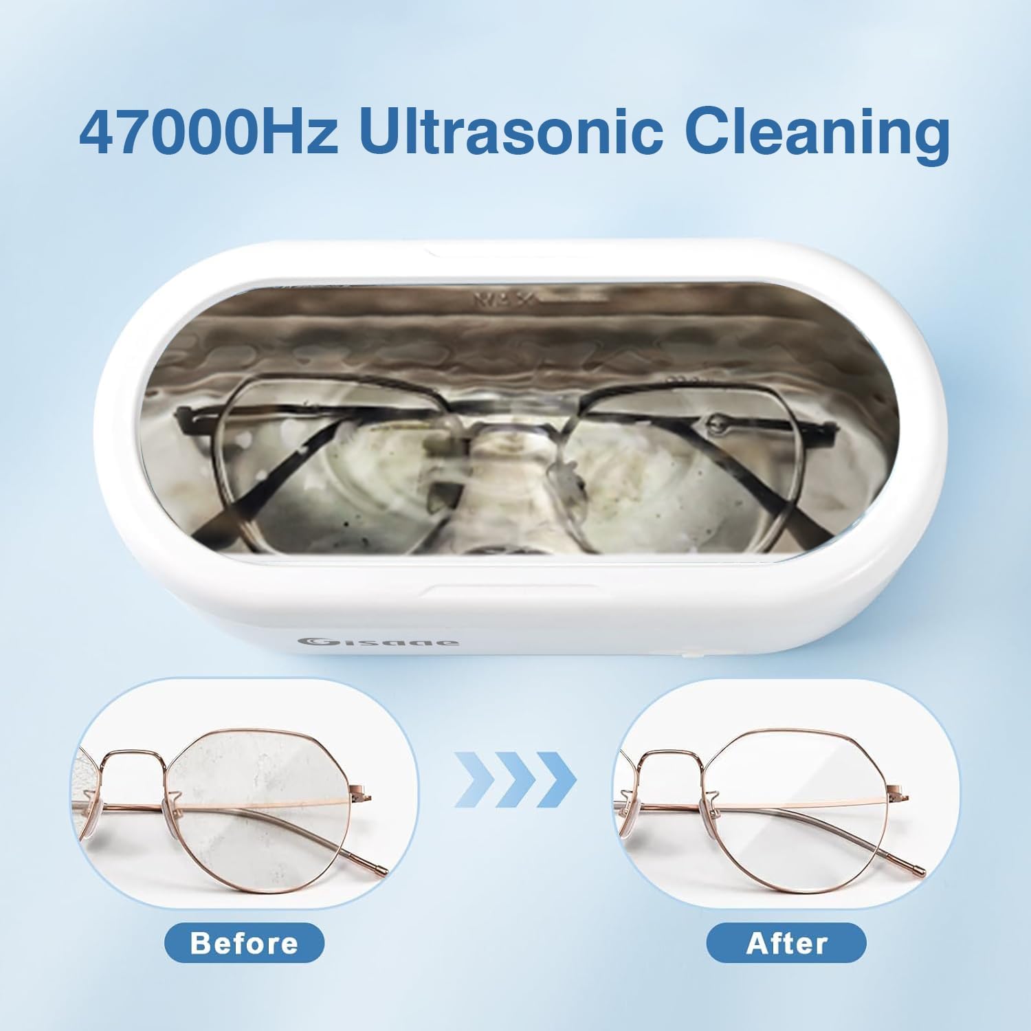 Gisaae 360ml Ultrasonic Cleaner Machine 47KHz High Frequency for Dental Jewellery