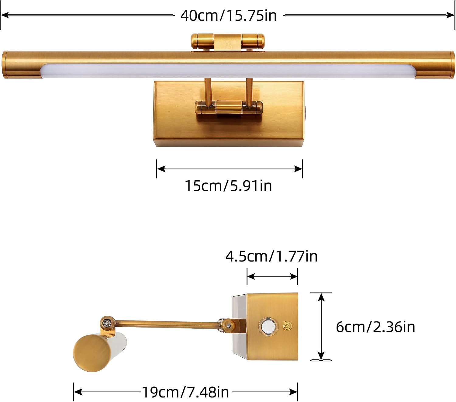 TYhogar WT-101A-BS-DM 8W LED Bathroom Mirror Wall Light 3000K