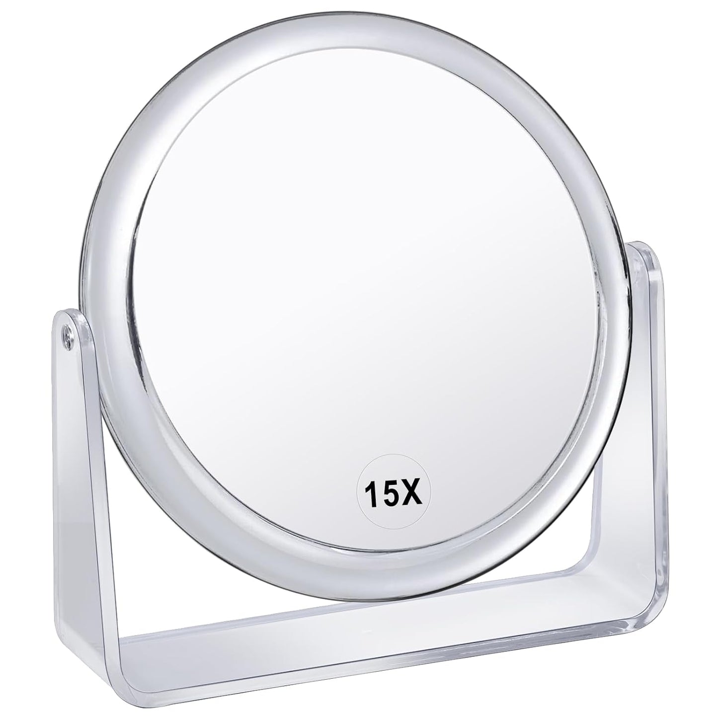15X Double‑Sided Travel Magnifying Makeup Mirror with 360° Rotation