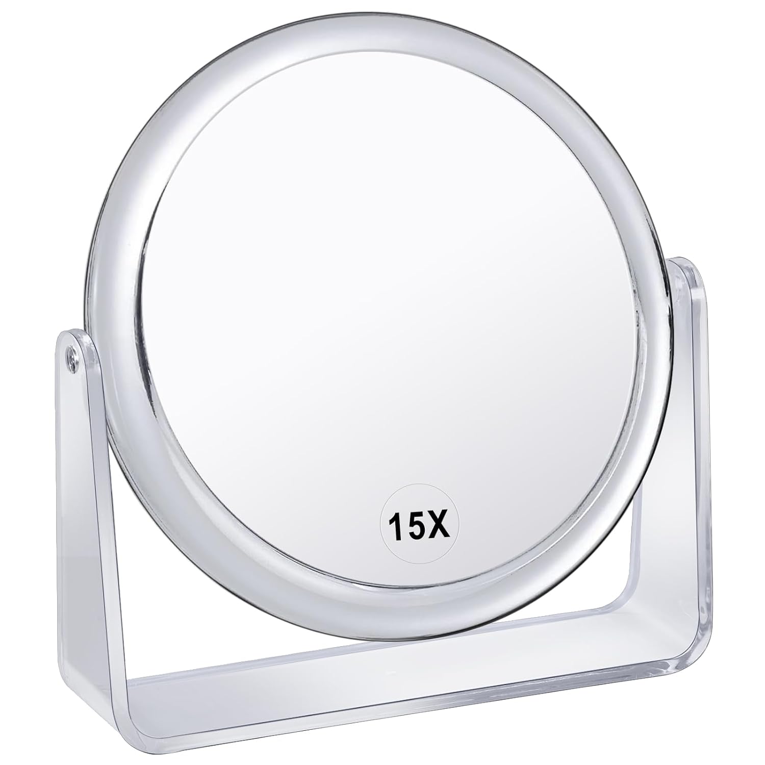 15X Double‑Sided Travel Magnifying Makeup Mirror with 360° Rotation