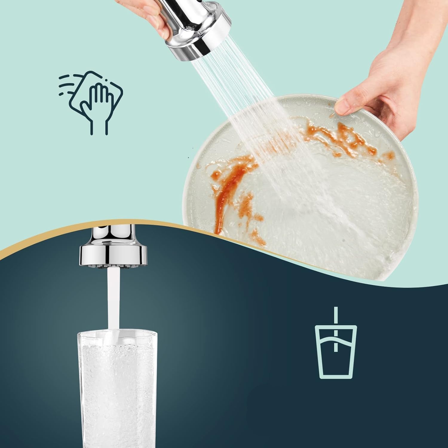 FORIOUS High Arc Kitchen Faucet with 360° Swivel Pull‑Down Sprayer