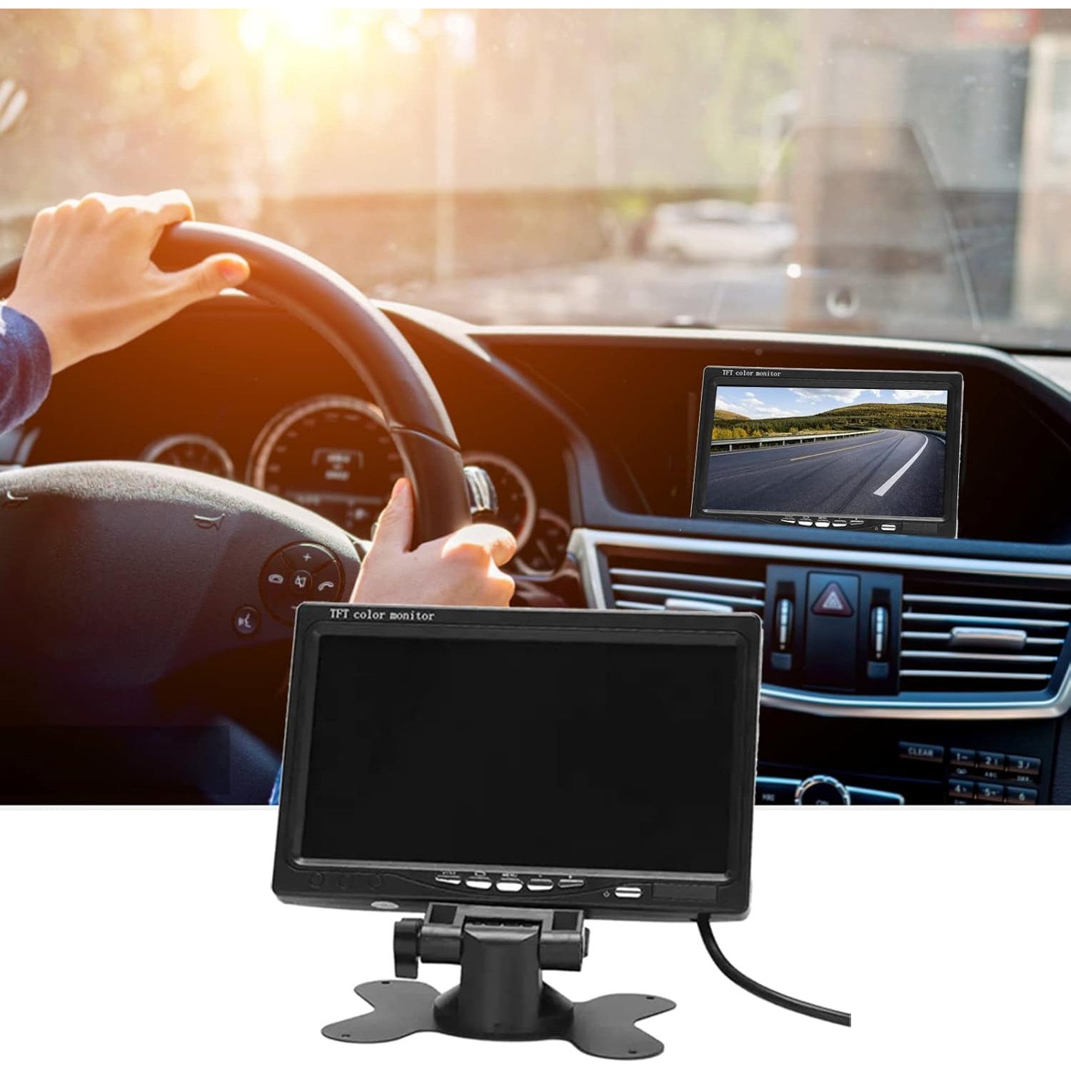 7-inch HD TFT Car Display, 1024x600, AV Input, Integrated Speaker