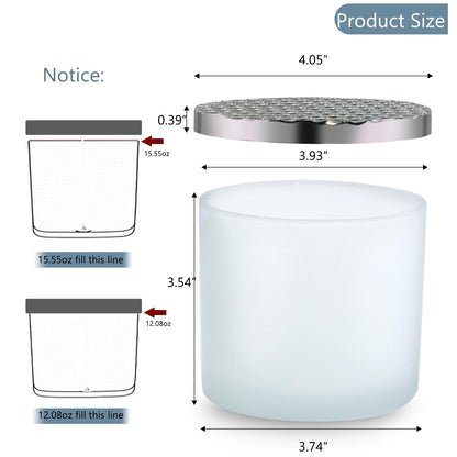 Premium 13 oz Frosted White Glass Candle Jars with Lids - 6 Pack DIY Craft Containers