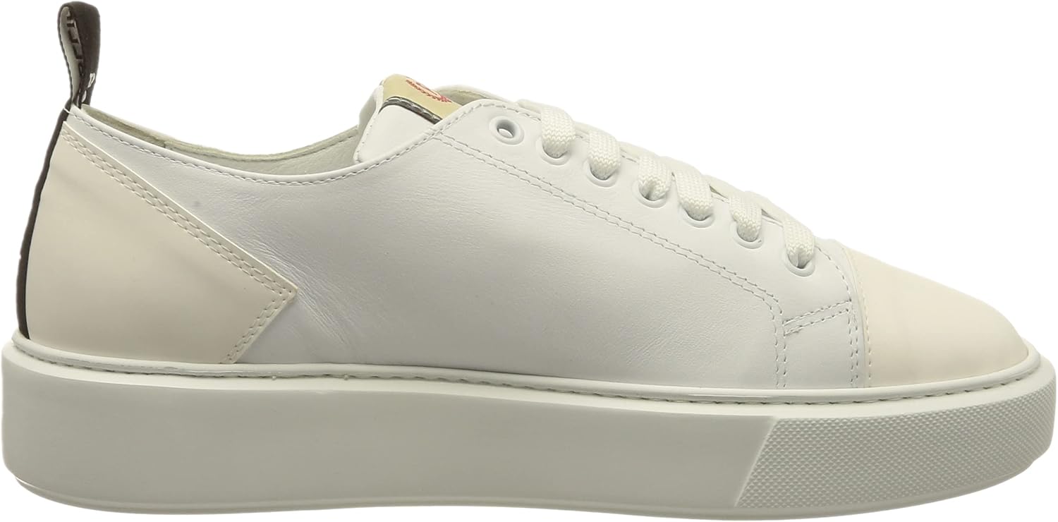 Pollini Men's White Calf Leather Sneaker with Rubber Sole