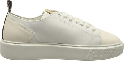 Pollini Men's White Calf Leather Sneaker with Rubber Sole