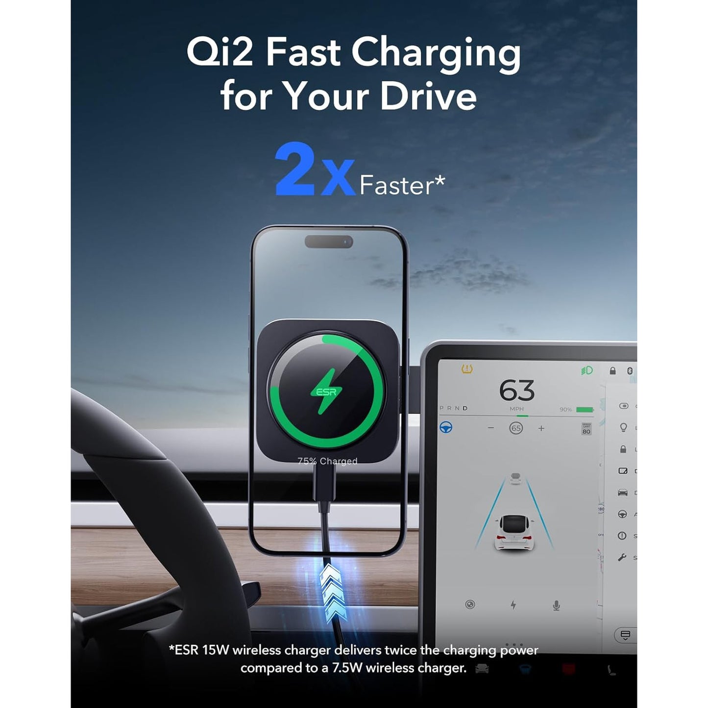 ESR Qi2 Foldable MagSafe Car Mount Charger for iPhone