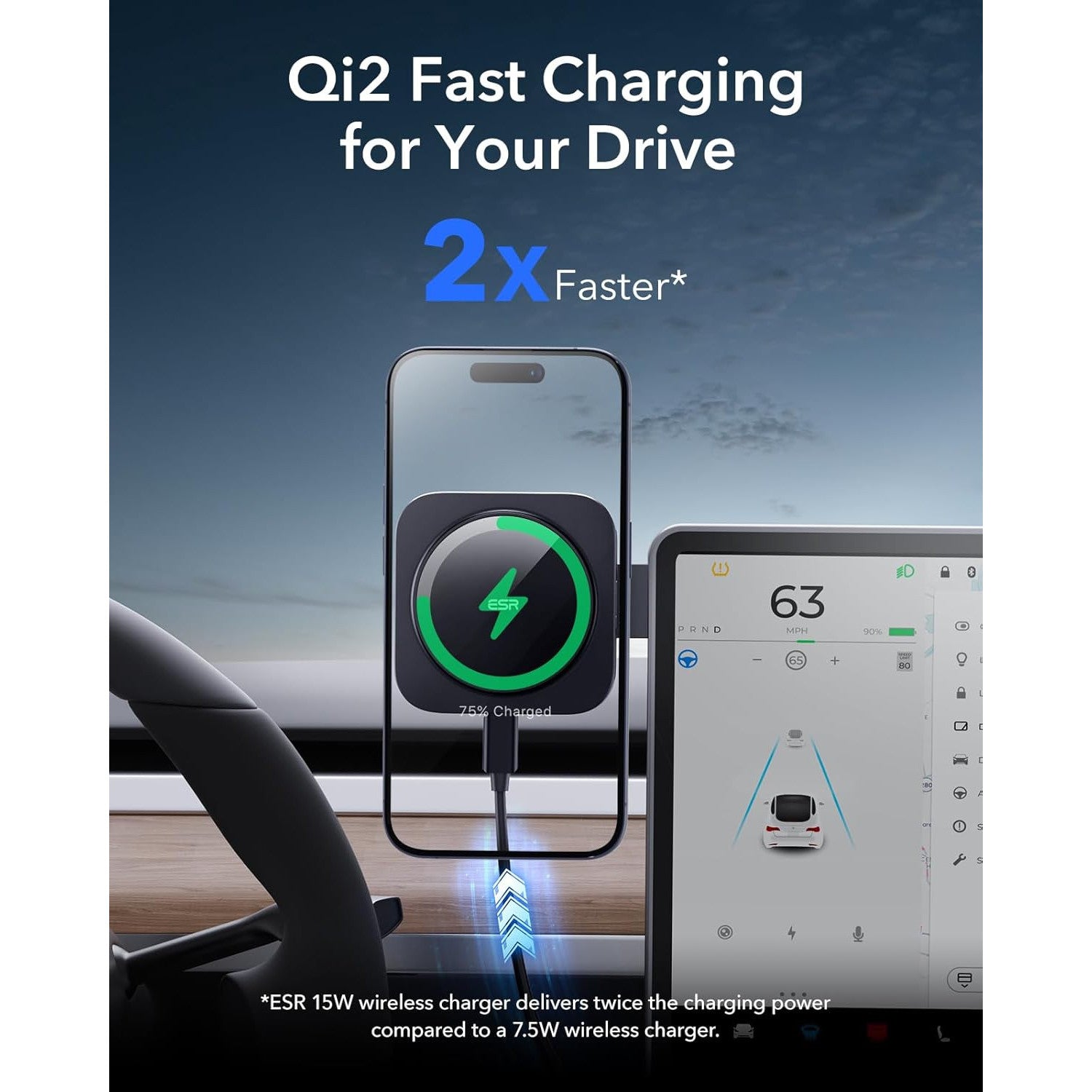 ESR Qi2 Foldable MagSafe Car Mount Charger for iPhone