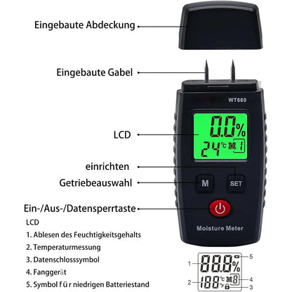 GERUI Pin-Type Wood Moisture Meter with 7 Measurement Modes - Gomix Brands Outlet
