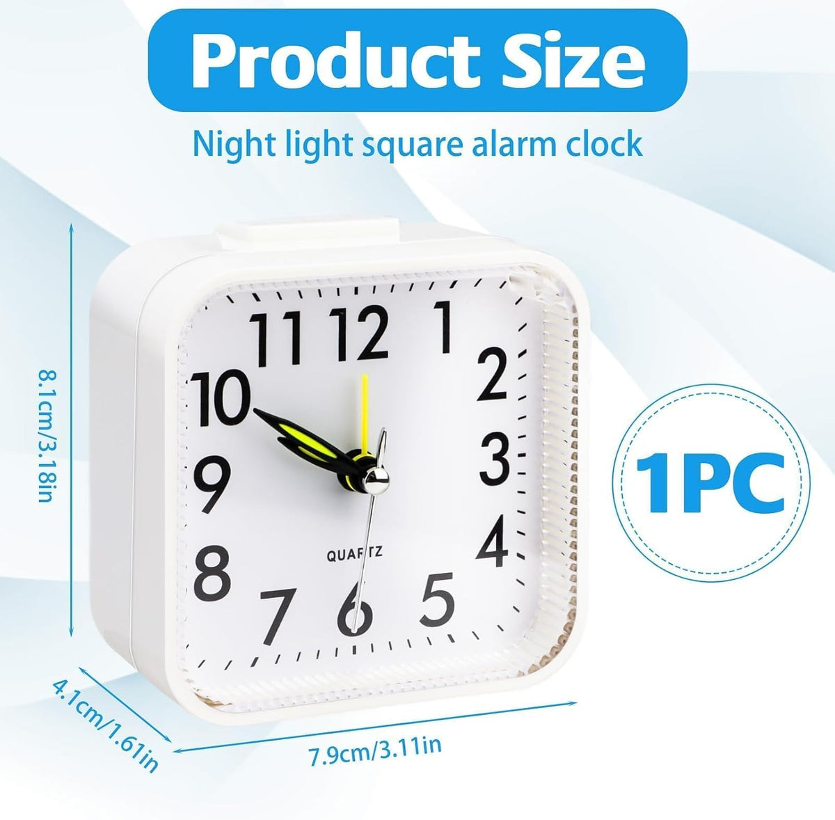 Fuitke 1 Silent Analogue Travel Alarm Clock White