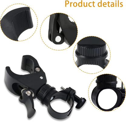 Universal 360° Rotating Bike Light Mount – Black, Fits 20-35mm Handlebars