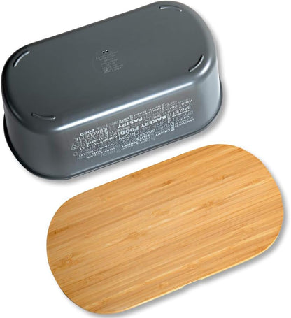 Kesper 58501 Bread Box with Dual‑Sided Bamboo Lid, Gray, Dishwasher Safe