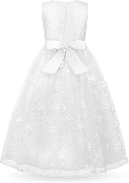 Elegant Embroidered Sleeveless Lace Ball Gown for Girls' Special Occasions 11-12 years - Gomix Brands Outlet