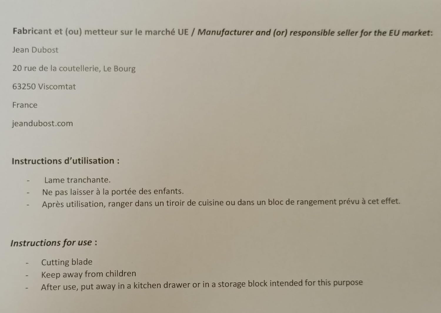 Laguiole Jean Dubost 6-Piece Stainless Steel Steak Knife Set – Premium French Cutlery