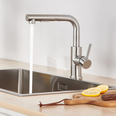 Lonheo Low-Pressure Kitchen Faucet with Pull-Out Sprayer, Brushed Stainless Steel