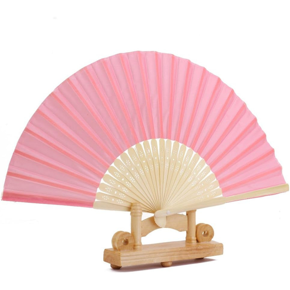 Pink Bamboo Folding Hand Fan – Elegant 21 cm Summer Wedding Décor