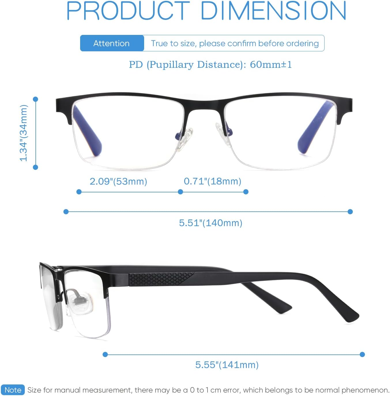 Missfive Multifocus Progressive Reading Glasses with Blue Light Blocking