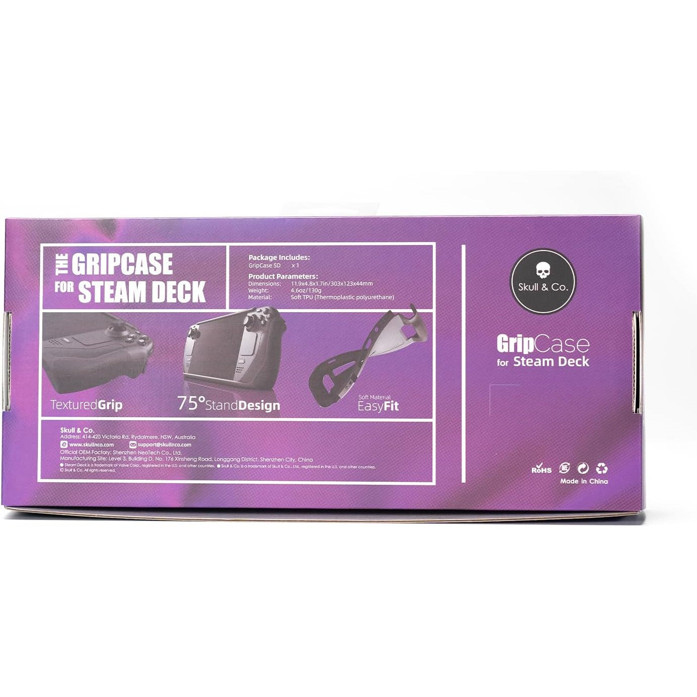 Skull & Co. GripCase SD for Steam Deck – Soft Protective Case with Textured Grips, Stand, Shock‑Absorption, Non‑Slip, Anti‑Scratch Design – Black