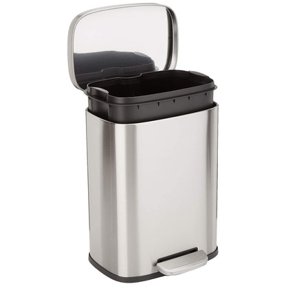 Amazon Basics Smudge‑Resistant 12L Rectangular Trash Can with Soft‑Close