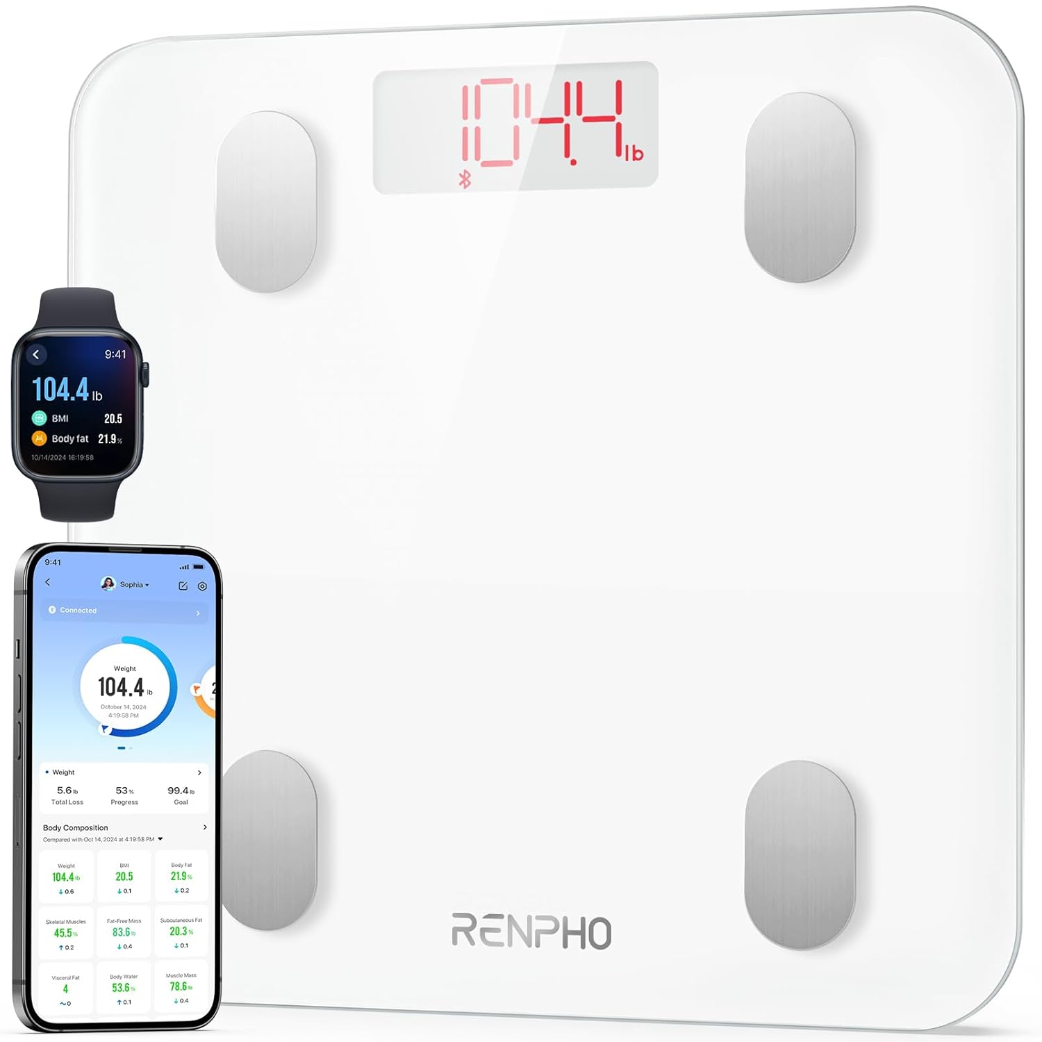 RENPHO Bluetooth Smart Body Fat Scale with 13 Metrics