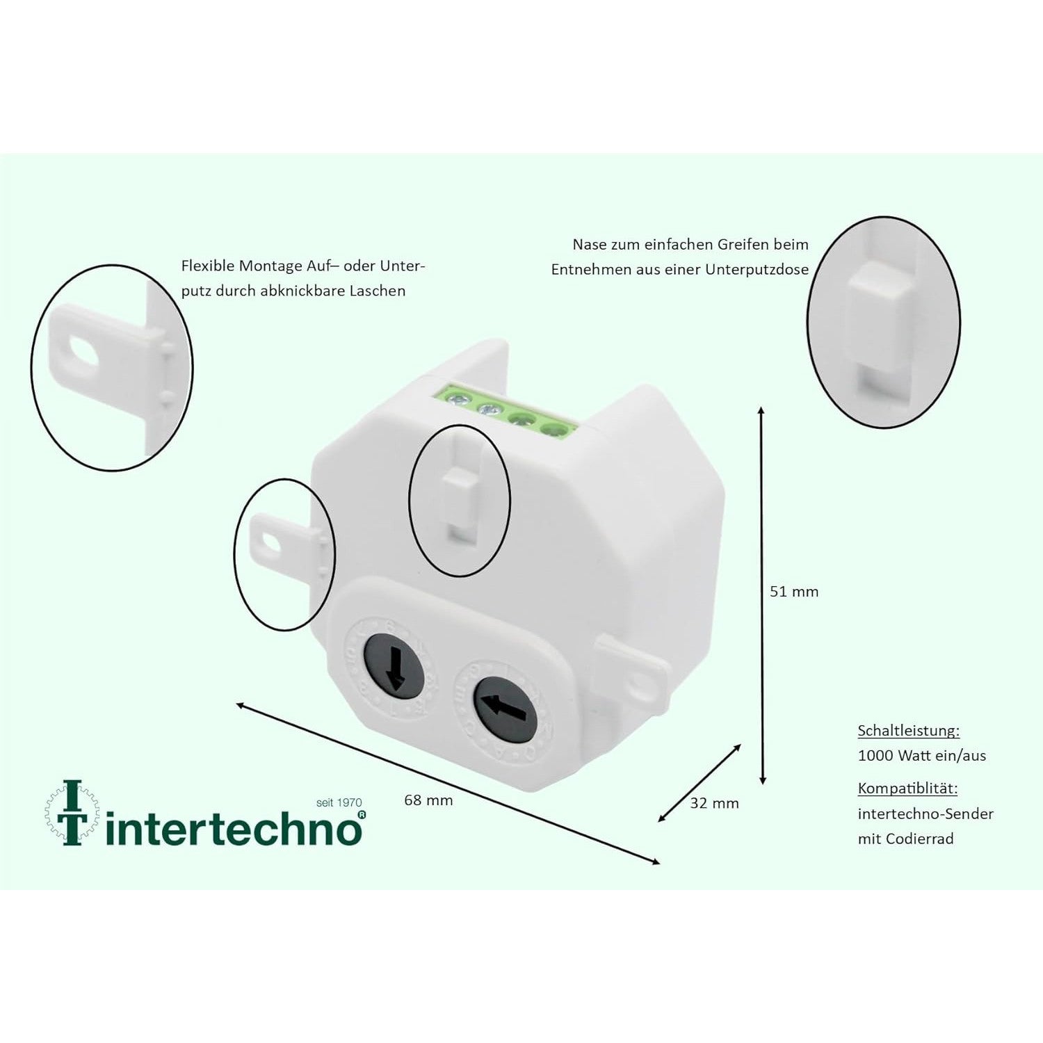 Intertechno CMR-1000 Wireless Push Button Switch for 230V Applications