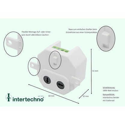 Intertechno CMR-1000 Wireless Push Button Switch for 230V Applications