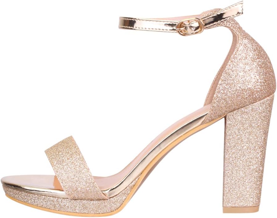 Elara Rhinestone Chunky Heel Women's Pumps – Sparkling Evening Shoes