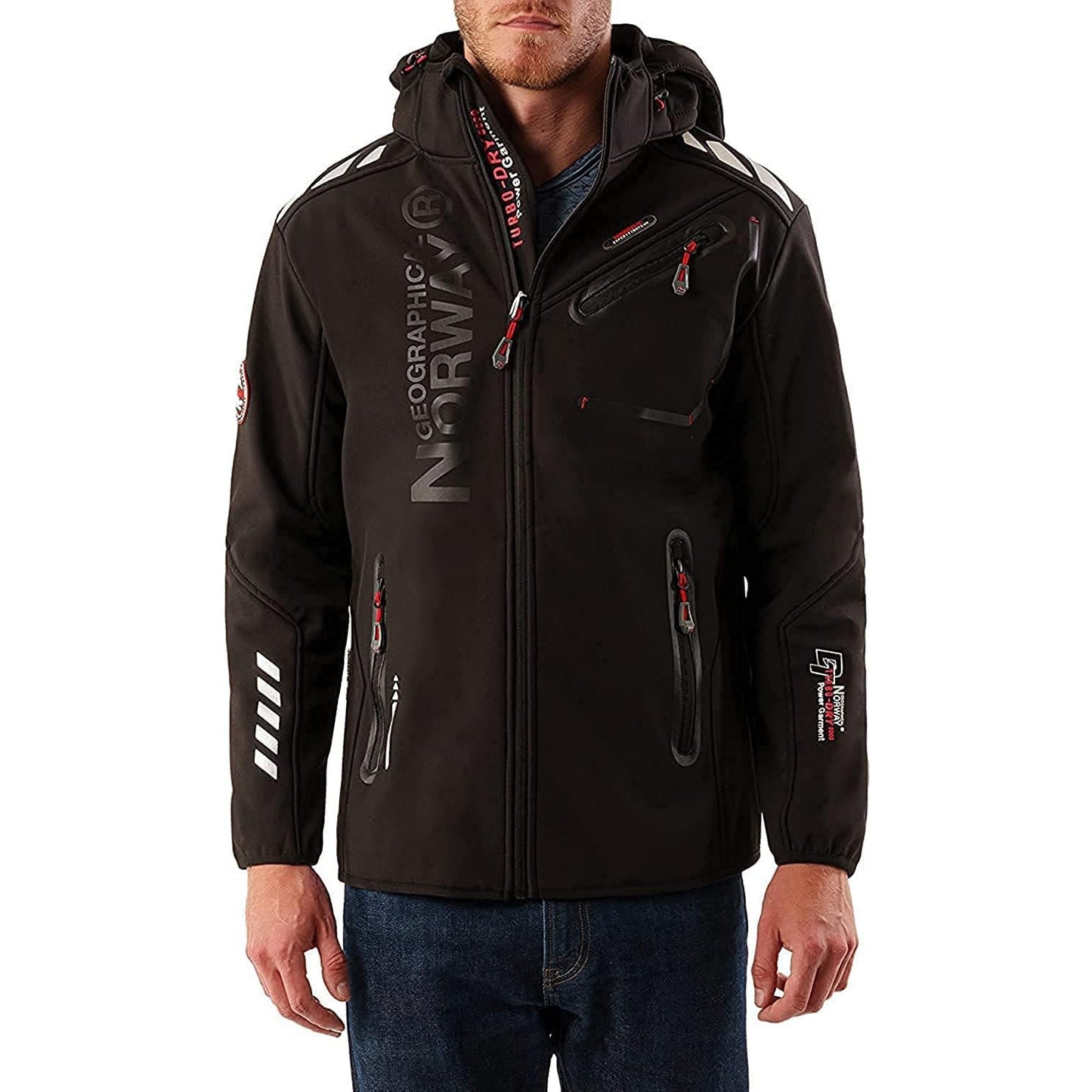Geo Norway Men's Waterproof Breathable Softshell Jacket with Hood