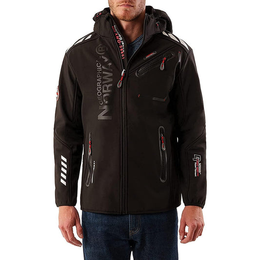 Geo Norway Men's Waterproof Breathable Softshell Jacket with Hood