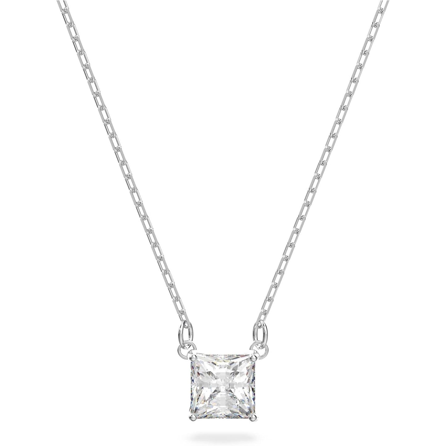 Swarovski Attract Square Crystal Pendant Necklace, Rhodium Plated, Elegant Women's Jewelry