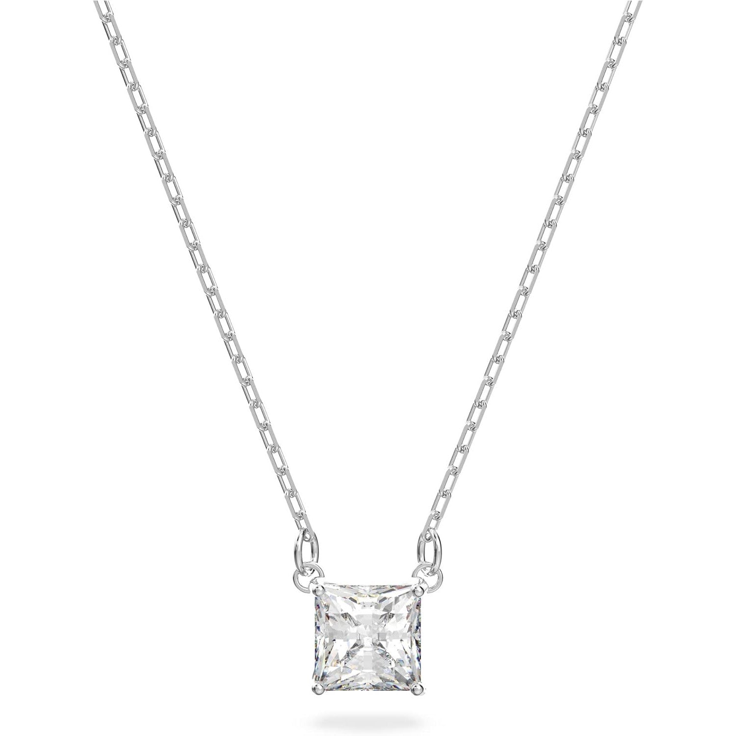 Swarovski Attract Square Crystal Pendant Necklace, Rhodium Plated, Elegant Women's Jewelry