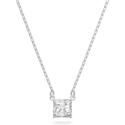 Swarovski Attract Square Crystal Pendant Necklace, Rhodium Plated, Elegant Women's Jewelry
