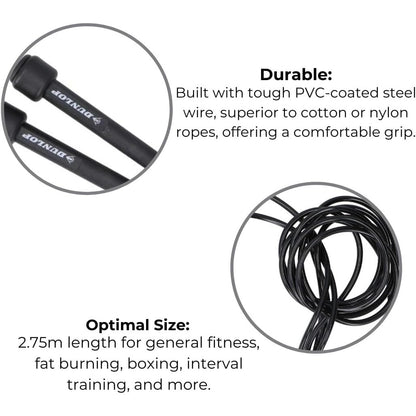 Invero Adjustable 275cm Professional Speed Skipping Rope – Black