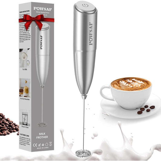 Portable Handheld Milk Frother for Latte, Cappuccino, Hot Chocolate Gray