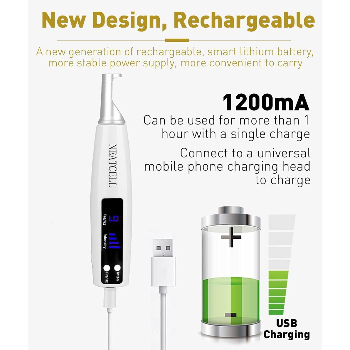 NEATCELL Rechargeable Blue Light Pen with Dual Glasses Set