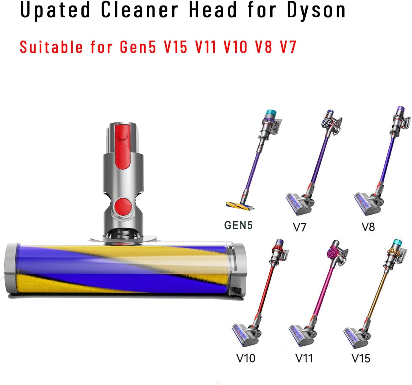 Amalfy Soft Roller Cleaner Head LED Green Light for Dyson