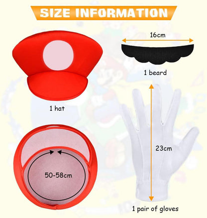 Aomig Mario & Luigi Cosplay Costume with Hat, Mustache, Gloves