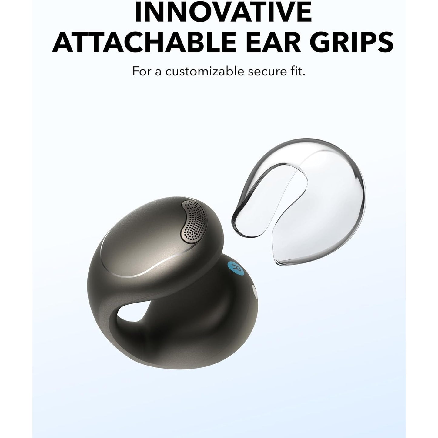 Soundcore C40i Open-Ear Clip-On Earbuds – Lightweight, Flexible Joint Design, Button Controls, Attachable Ear Grips, Expansive Drivers for Clear Sound